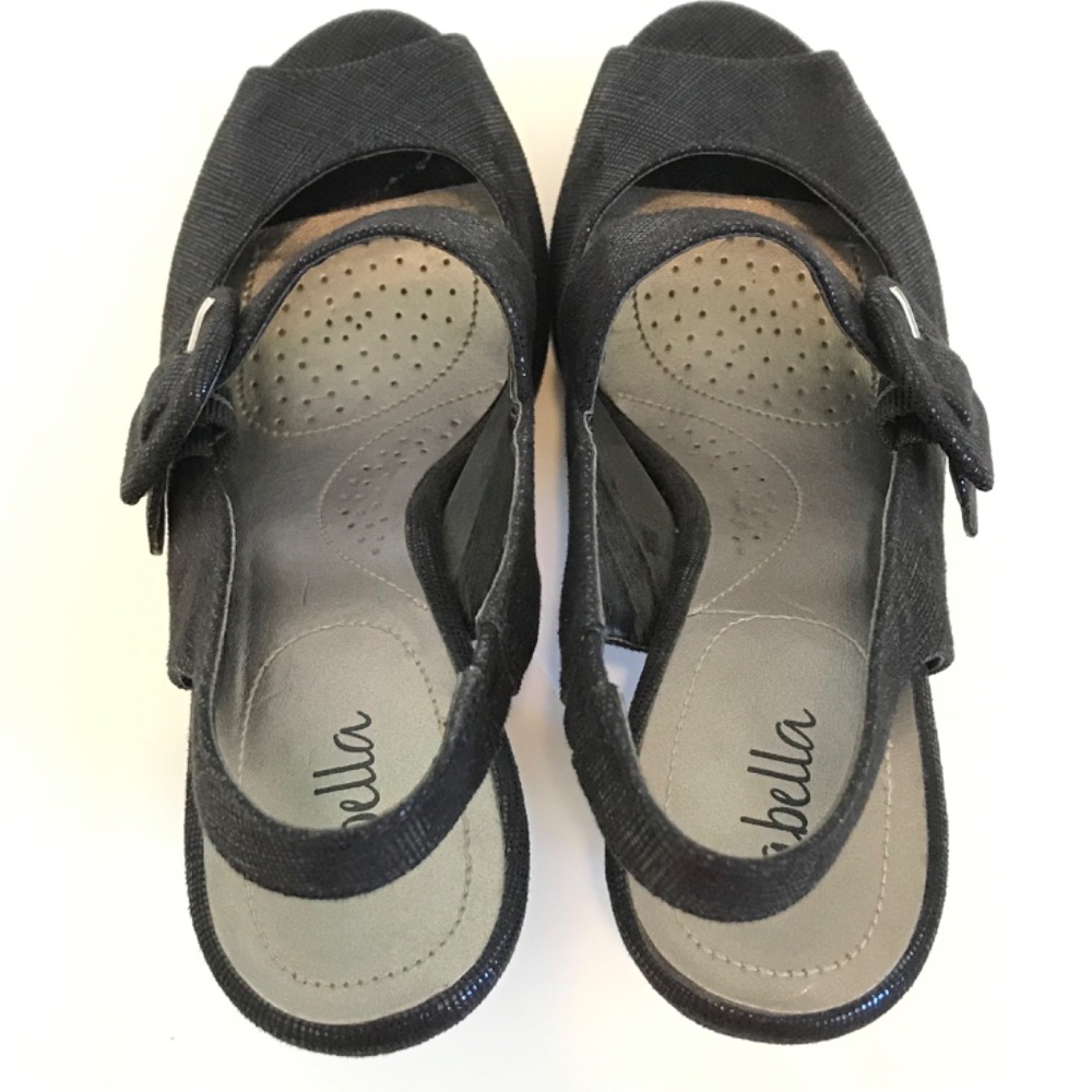 ABELLA Comfort Heels Dress Sandals Slingback Peep Toe Black Women’s Size 7 - Picture 9 of 16